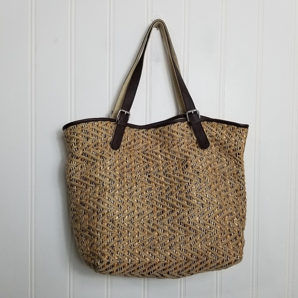 TOMS Island Chevron Woven Straw Large Tote Bag - Picture 7 of 16